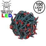 Coaxial 100 LED Red 4" Spacing Green Wire