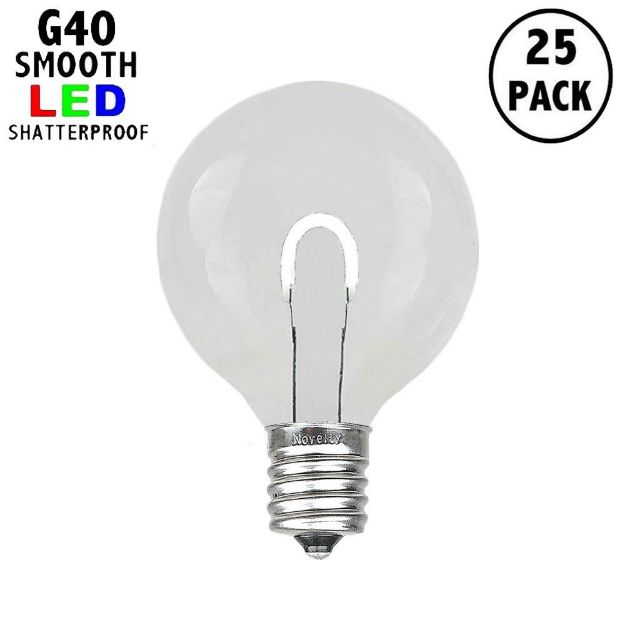 Pure White G40 U-Shaped LED Plastic Flex Filament Replacement Bulbs 25 Pack
