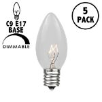 5 Pack Clear Transparent C9 7 Watt Replacement Bulbs