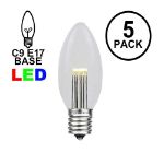 5 Pack Warm White Smooth Glass C9 LED Bulbs