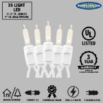 35 Light Traditional T5 Red LED Mini Lights White Wire
