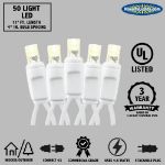 50 LED Warm White LED Christmas Lights 11' Long on White Wire