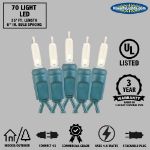 70 Light Traditional T5 Multi LED Mini Lights Green Wire