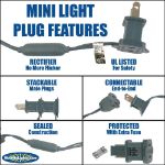 Commercial Grade Wide Angle 100 LED Warm White 34' Long on Green Wire
