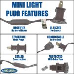 Commercial Grade Wide Angle 100 LED Warm White 50' Long on Brown Wire