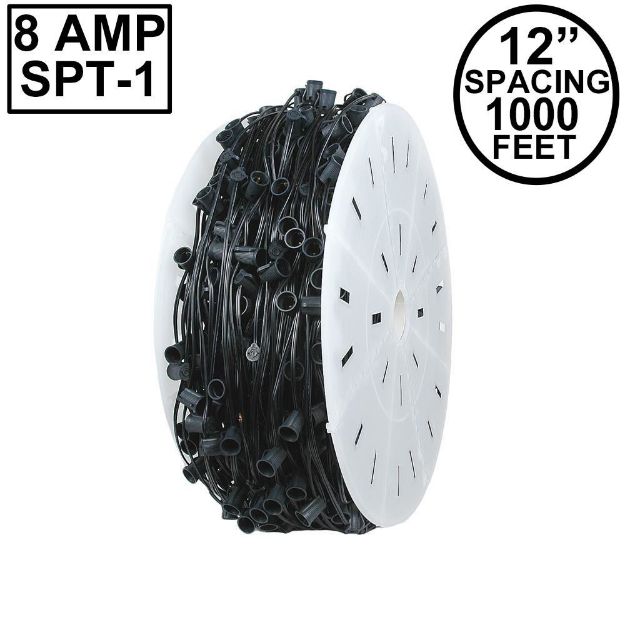 Novelty Lights C7 1000' Spool 12" Spacing 8 Amp Black Wire