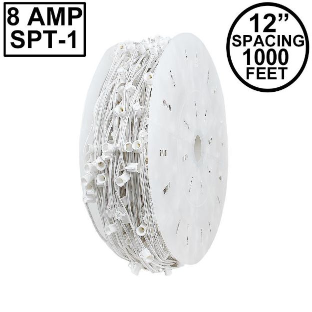 Novelty Lights C7 1000' Spool 12" Spacing 8 Amp White Wire