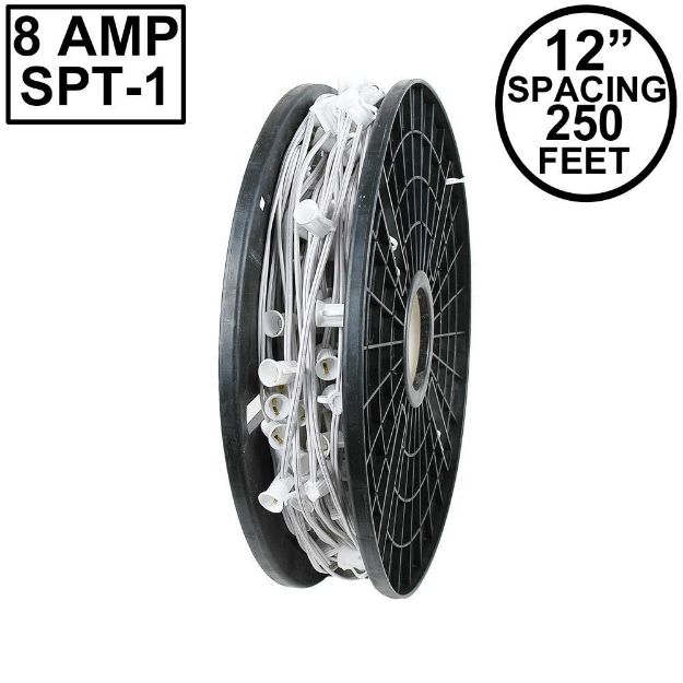 Novelty Lights C9 250' Spool 12" Spacing 8 Amp White Wire