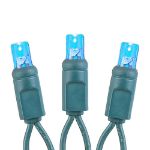 Commercial Grade Wide Angle 100 LED Teal 34' Long on Green Wire