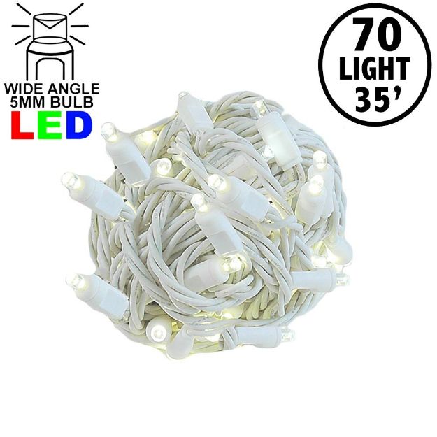 Commercial Grade Wide Angle 70 LED Warm White 35.5' Long on White Wire