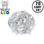 Commercial Grade Wide Angle 70 LED Pure White 35.5' Long on White Wire