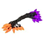 25 Purple & Orange Ceramic LED C9 Pre-Lamped String Lights Black Wire