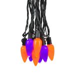 25 Purple & Orange Ceramic LED C9 Pre-Lamped String Lights Black Wire