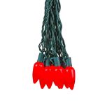 25 Red Ceramic LED C9 Pre-Lamped String Lights Green Wire