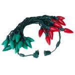 25 Red & Green Ceramic LED C9 Pre-Lamped String Lights Green Wire