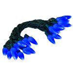 25 Blue Ceramic LED C9 Pre-Lamped String Lights Green Wire
