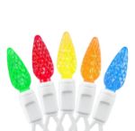 Multi 70 LED C6 Strawberry Mini Lights Commercial Grade on White Wire