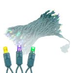 Commercial Grade Wide Angle 100 LED Yellow Purple Green 50' Long on Green Wire