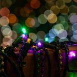 Commercial Grade Wide Angle 100 LED Yellow Purple Green 50' Long on Green Wire