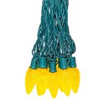 25 Yellow C9 LED Pre-Lamped String Lights Green Wire