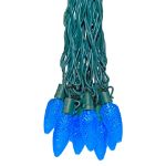 25 Blue LED C9 Pre-Lamped String Lights Green Wire