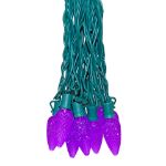 25 Purple C9 LED Pre-Lamped String Lights Green Wire