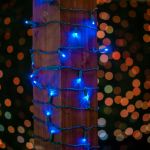 Commercial Grade Wide Angle 100 LED Blue 50' Long on Green Wire