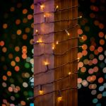 50 LED Amber LED Christmas Lights 11' Long on Brown Wire