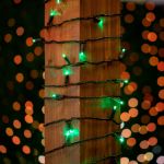 50 LED Green LED Christmas Lights 11' Long on Black Wire