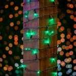 Commercial Grade Wide Angle 100 LED Green 34' Long on Brown Wire