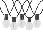 50 LED Filament G40 Globe String Light Set with Warm White Bulbs on Black Wire