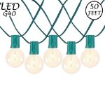 50 LED Filament G40 Globe String Light Set with Warm White Bulbs on Green Wire