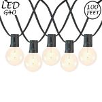 67 LED Filament G40 Globe String Light Set with Warm White Bulbs on Black Wire