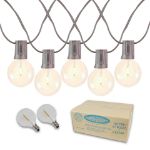 67 LED Filament G40 Globe String Light Set with Warm White Bulbs on Brown Wire