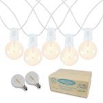 67 LED Filament G40 Globe String Light Set with Warm White Bulbs on White Wire