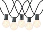 50 LED Filament G50 Globe String Light Set with Warm White Bulbs on Black Wire