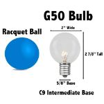 50 LED Filament G50 Globe String Light Set with Warm White Bulbs on White Wire
