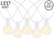 50 LED Filament G50 Globe String Light Set with Warm White Bulbs on White Wire