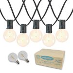 67 LED Filament G50 Globe String Light Set with Warm White Bulbs on Black Wire