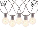 67 LED Filament G50 Globe String Light Set with Warm White Bulbs on Brown Wire