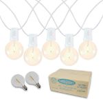 67 LED Filament G50 Globe String Light Set with Warm White Bulbs on White Wire