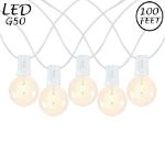 67 LED Filament G50 Globe String Light Set with Warm White Bulbs on White Wire