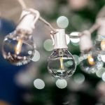 50 LED Filament G50 Globe String Light Set with Warm White Bulbs on White Wire