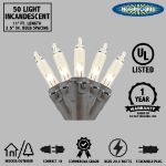 Brown Wire Clear Christmas Mini Lights 50 Light 11 Feet Long