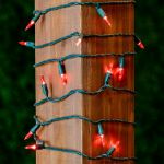 70 Light Traditional T5 Red LED Mini Lights Green Wire