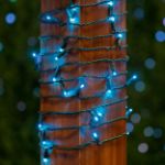 Commercial Grade Wide Angle 100 LED Teal 34' Long on Green Wire