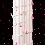 50 LED Pink LED Christmas Lights 11' Long on White Wire