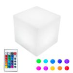 4 Inch Plastic LED Cube, RGBW, Rechargeable, Waterproof, Remote Controlled