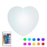 12 Inch Plastic LED Heart, RGBW, Rechargeable, Waterproof, Remote Controlled