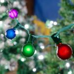 100 G40 Globe String Light Set with Multi Colored Bulbs on Green Wire